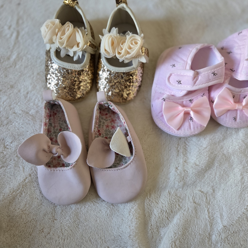 Pink and Gold Baby Shoes Set